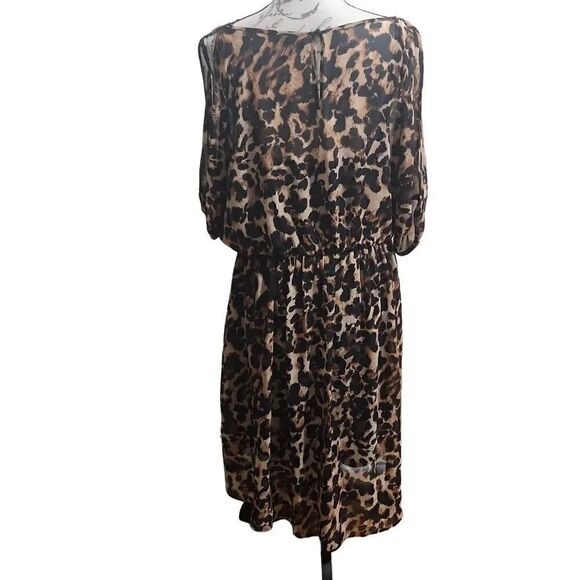 THALIA Sodi Ladies Split-Sleeve Leopard Print Dress - Size Large - Picture 3 of 6